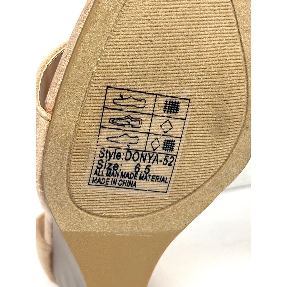 YOKI Wedge Sandals Women's 6.5 Tan Beige Ankle‎ Strap Open Toe Suede Finish NEW - Picture 9 of 9